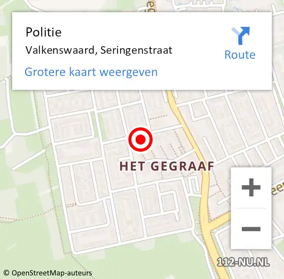 Locatie op kaart van de 112 melding: Politie Valkenswaard, Seringenstraat op 5 december 2023 13:41