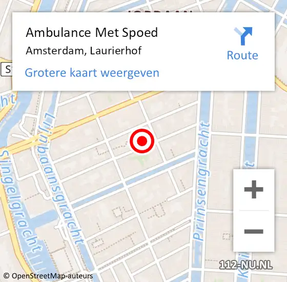 Locatie op kaart van de 112 melding: Ambulance Met Spoed Naar Amsterdam, Laurierhof op 5 december 2023 15:26