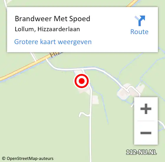 Locatie op kaart van de 112 melding: Brandweer Met Spoed Naar Lollum, Hizzaarderlaan op 5 december 2023 15:55