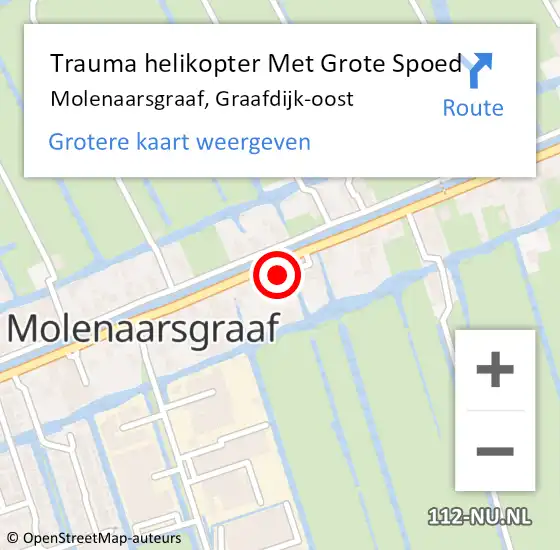 Locatie op kaart van de 112 melding: Trauma helikopter Met Grote Spoed Naar Molenaarsgraaf, Graafdijk-oost op 5 december 2023 16:01