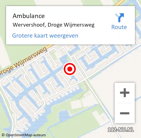 Locatie op kaart van de 112 melding: Ambulance Wervershoof, Droge Wijmersweg op 5 december 2023 17:02