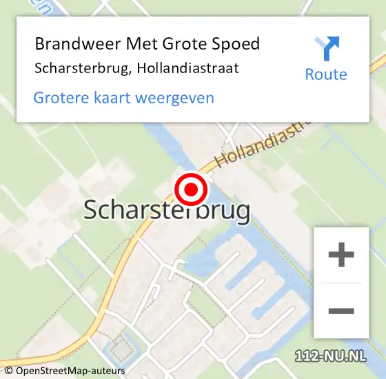 Locatie op kaart van de 112 melding: Brandweer Met Grote Spoed Naar Scharsterbrug, Hollandiastraat op 5 december 2023 19:05