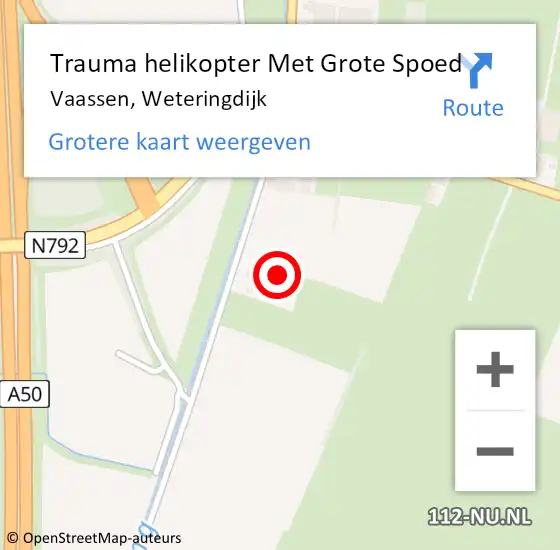 Locatie op kaart van de 112 melding: Trauma helikopter Met Grote Spoed Naar Vaassen, Weteringdijk op 5 december 2023 19:25