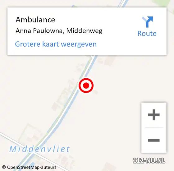 Locatie op kaart van de 112 melding: Ambulance Anna Paulowna, Middenweg op 5 december 2023 19:28