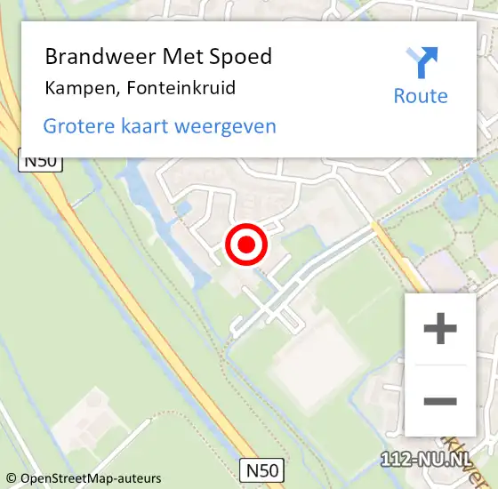 Locatie op kaart van de 112 melding: Brandweer Met Spoed Naar Kampen, Fonteinkruid op 5 december 2023 19:47
