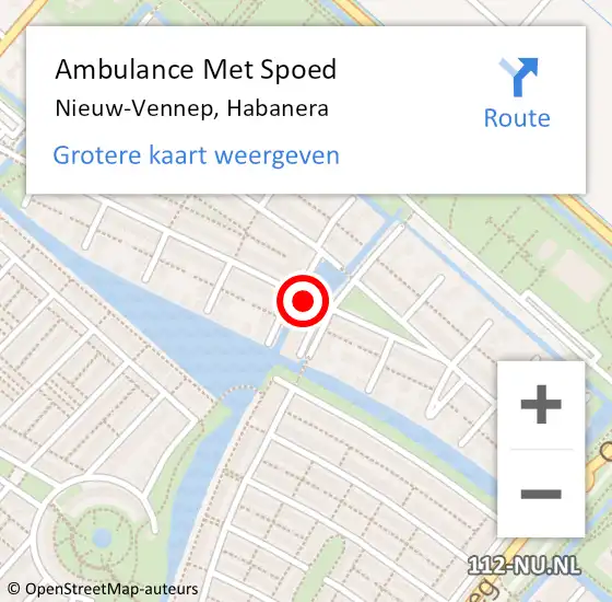 Locatie op kaart van de 112 melding: Ambulance Met Spoed Naar Nieuw-Vennep, Habanera op 5 december 2023 20:02