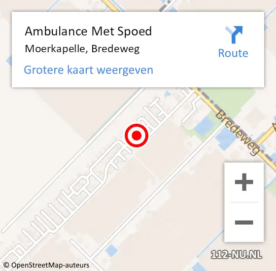 Locatie op kaart van de 112 melding: Ambulance Met Spoed Naar Moerkapelle, Bredeweg op 5 december 2023 20:22