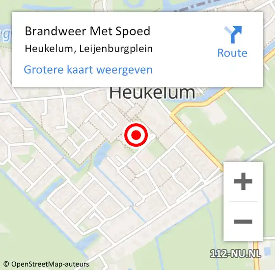 Locatie op kaart van de 112 melding: Brandweer Met Spoed Naar Heukelum, Leijenburgplein op 5 december 2023 22:07