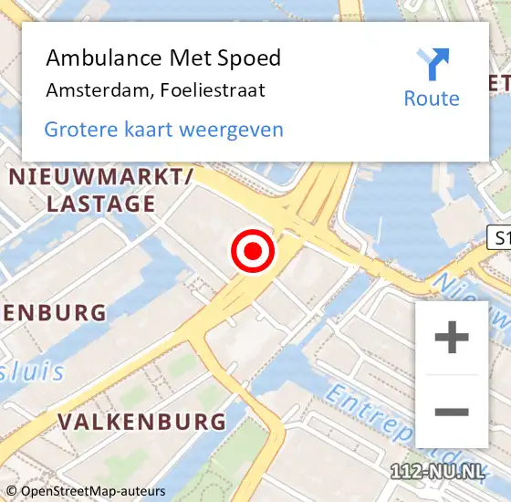Locatie op kaart van de 112 melding: Ambulance Met Spoed Naar Amsterdam, Foeliestraat op 5 december 2023 23:17