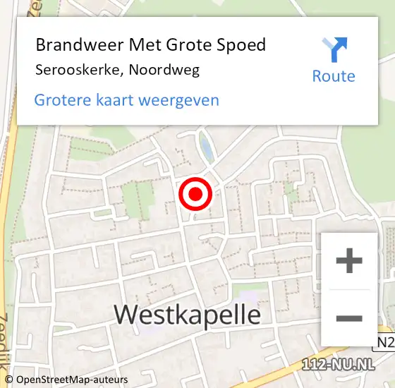 Locatie op kaart van de 112 melding: Brandweer Met Grote Spoed Naar Serooskerke, Noordweg op 6 december 2023 00:33