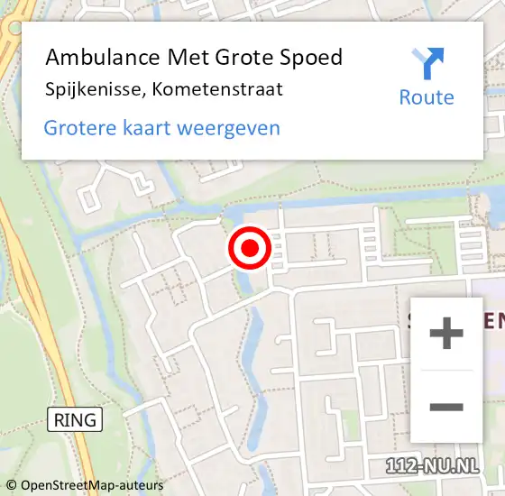 Locatie op kaart van de 112 melding: Ambulance Met Grote Spoed Naar Spijkenisse, Kometenstraat op 6 december 2023 02:37