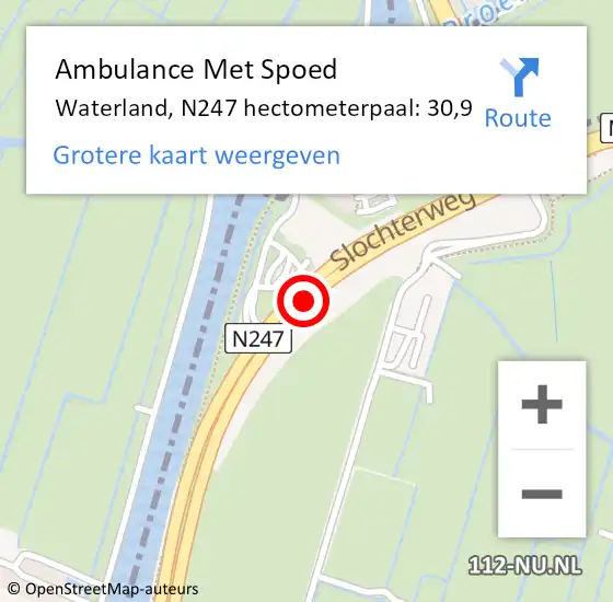 Locatie op kaart van de 112 melding: Ambulance Met Spoed Naar Waterland, N247 hectometerpaal: 30,9 op 6 december 2023 06:14