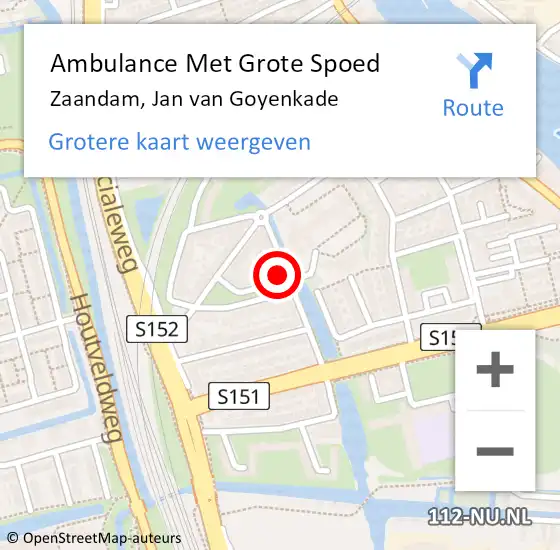 Locatie op kaart van de 112 melding: Ambulance Met Grote Spoed Naar Zaandam, Jan van Goyenkade op 6 december 2023 06:59