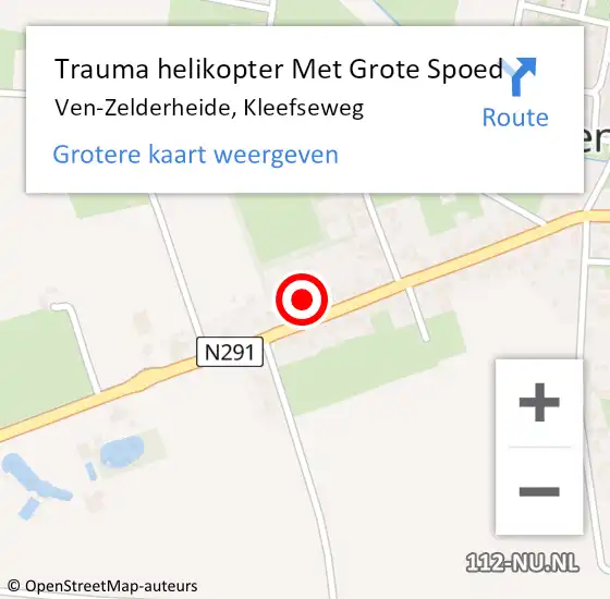 Locatie op kaart van de 112 melding: Trauma helikopter Met Grote Spoed Naar Ven-Zelderheide, Kleefseweg op 6 december 2023 08:03