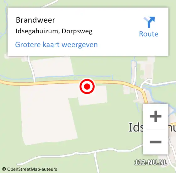 Locatie op kaart van de 112 melding: Brandweer Idsegahuizum, Dorpsweg op 6 december 2023 08:16