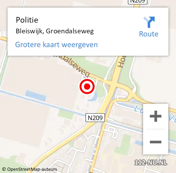 Locatie op kaart van de 112 melding: Politie Bleiswijk, Groendalseweg op 6 december 2023 08:28