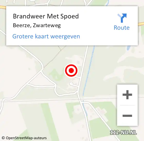 Locatie op kaart van de 112 melding: Brandweer Met Spoed Naar Beerze, Zwarteweg op 6 december 2023 08:39