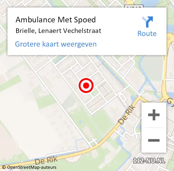 Locatie op kaart van de 112 melding: Ambulance Met Spoed Naar Brielle, Lenaert Vechelstraat op 6 december 2023 09:22