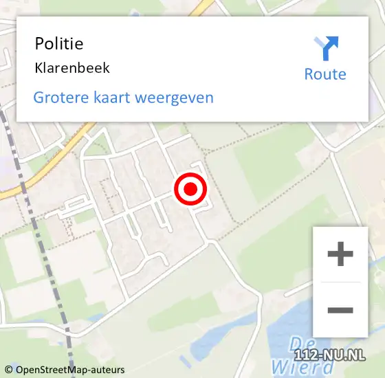Locatie op kaart van de 112 melding: Politie Klarenbeek op 6 december 2023 09:53