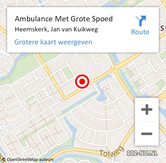 Locatie op kaart van de 112 melding: Ambulance Met Grote Spoed Naar Heemskerk, Jan van Kuikweg op 6 december 2023 10:53
