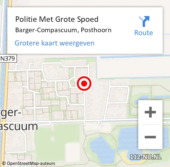 Locatie op kaart van de 112 melding: Politie Met Grote Spoed Naar Barger-Compascuum, Posthoorn op 6 december 2023 11:34