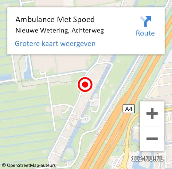 Locatie op kaart van de 112 melding: Ambulance Met Spoed Naar Nieuwe Wetering, Achterweg op 6 december 2023 11:37