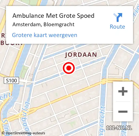 Locatie op kaart van de 112 melding: Ambulance Met Grote Spoed Naar Amsterdam, Bloemgracht op 6 december 2023 11:38
