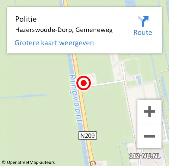 Locatie op kaart van de 112 melding: Politie Hazerswoude-Dorp, Gemeneweg op 6 december 2023 11:51
