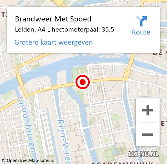 Locatie op kaart van de 112 melding: Brandweer Met Spoed Naar Leiden, A4 L hectometerpaal: 34,2 op 17 september 2014 15:54