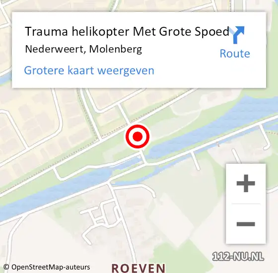 Locatie op kaart van de 112 melding: Trauma helikopter Met Grote Spoed Naar Nederweert, Molenberg op 6 december 2023 12:32