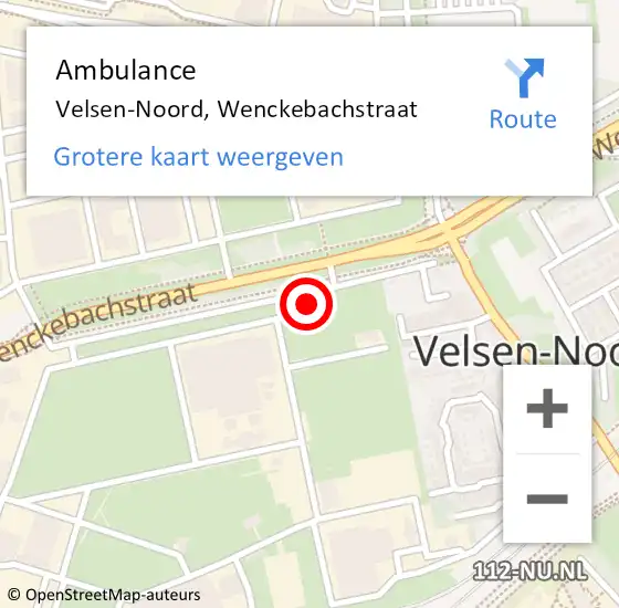 Locatie op kaart van de 112 melding: Ambulance Velsen-Noord, Wenckebachstraat op 6 december 2023 13:36