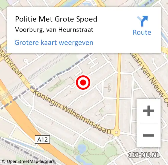 Locatie op kaart van de 112 melding: Politie Met Grote Spoed Naar Voorburg, van Heurnstraat op 6 december 2023 13:37