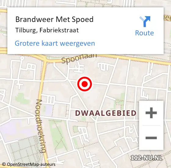 Locatie op kaart van de 112 melding: Brandweer Met Spoed Naar Tilburg, Fabriekstraat op 6 december 2023 13:51