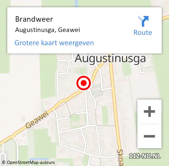 Locatie op kaart van de 112 melding: Brandweer Augustinusga, Geawei op 6 december 2023 14:08