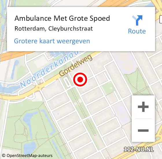 Locatie op kaart van de 112 melding: Ambulance Met Grote Spoed Naar Rotterdam, Cleyburchstraat op 6 december 2023 14:10