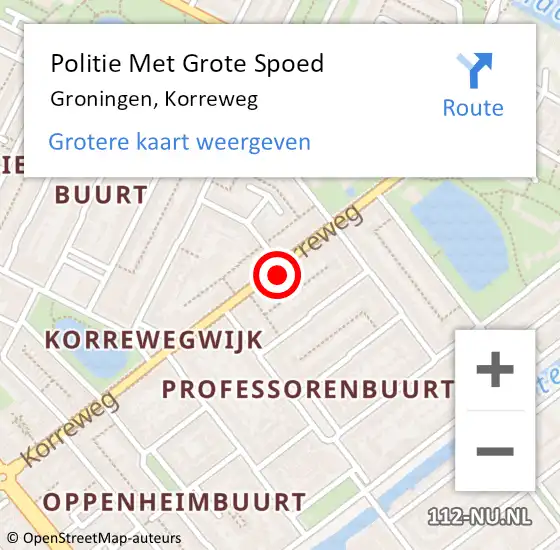 Locatie op kaart van de 112 melding: Politie Met Grote Spoed Naar Groningen, Korreweg op 6 december 2023 14:22