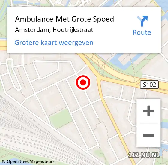 Locatie op kaart van de 112 melding: Ambulance Met Grote Spoed Naar Amsterdam, Houtrijkstraat op 6 december 2023 14:44