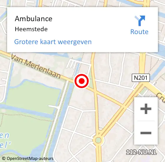 Locatie op kaart van de 112 melding: Ambulance Heemstede op 6 december 2023 15:13