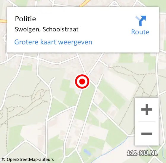 Locatie op kaart van de 112 melding: Politie Swolgen, Schoolstraat op 6 december 2023 15:41