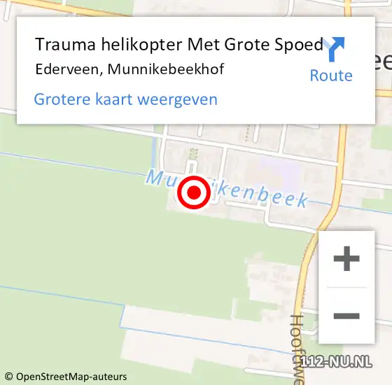 Locatie op kaart van de 112 melding: Trauma helikopter Met Grote Spoed Naar Ederveen, Munnikebeekhof op 6 december 2023 15:43