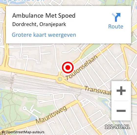 Locatie op kaart van de 112 melding: Ambulance Met Spoed Naar Dordrecht, Oranjepark op 6 december 2023 15:57