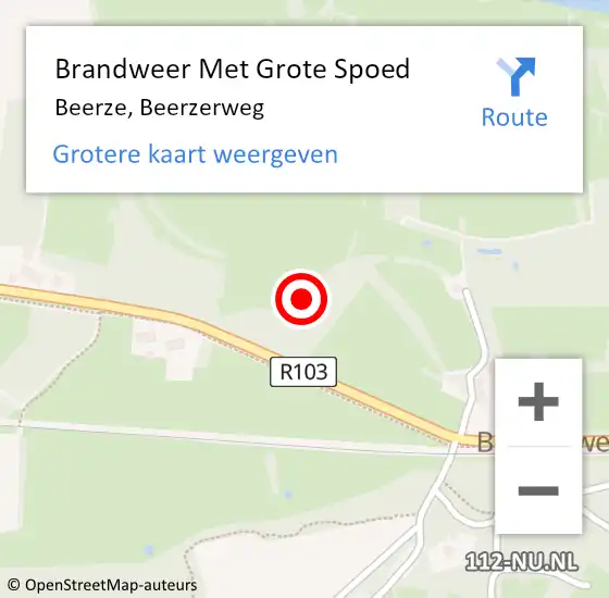 Locatie op kaart van de 112 melding: Brandweer Met Grote Spoed Naar Beerze, Beerzerweg op 6 december 2023 16:26
