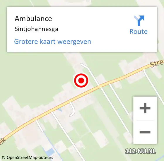 Locatie op kaart van de 112 melding: Ambulance Sintjohannesga op 6 december 2023 17:41