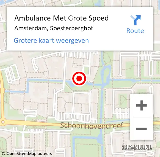 Locatie op kaart van de 112 melding: Ambulance Met Grote Spoed Naar Amsterdam, Soesterberghof op 6 december 2023 17:55
