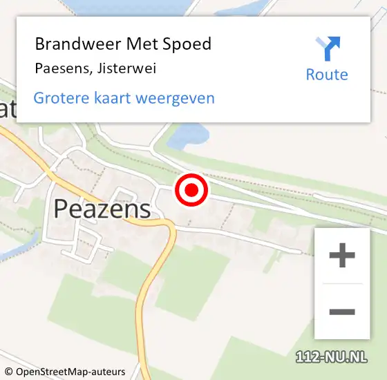 Locatie op kaart van de 112 melding: Brandweer Met Spoed Naar Paesens, Jisterwei op 17 september 2014 16:24