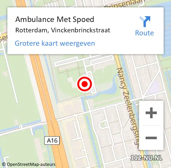 Locatie op kaart van de 112 melding: Ambulance Met Spoed Naar Rotterdam, Vinckenbrinckstraat op 6 december 2023 18:12