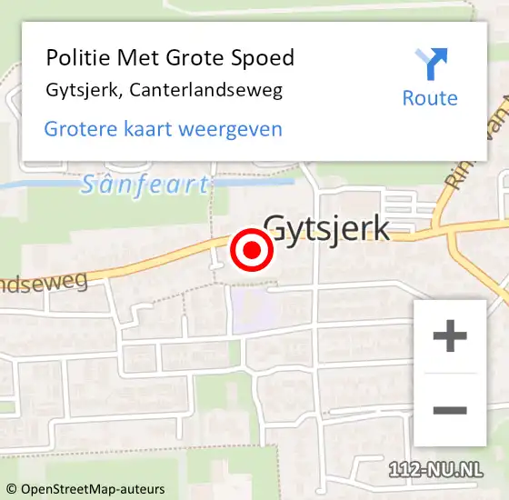 Locatie op kaart van de 112 melding: Politie Met Grote Spoed Naar Gytsjerk, Canterlandseweg op 6 december 2023 18:44