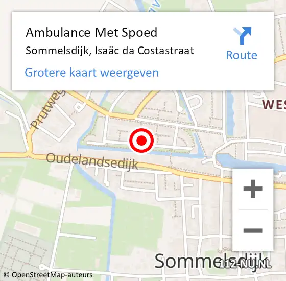 Locatie op kaart van de 112 melding: Ambulance Met Spoed Naar Sommelsdijk, Isaäc da Costastraat op 6 december 2023 18:49