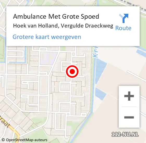 Locatie op kaart van de 112 melding: Ambulance Met Grote Spoed Naar Hoek van Holland, Vergulde Draeckweg op 6 december 2023 18:56