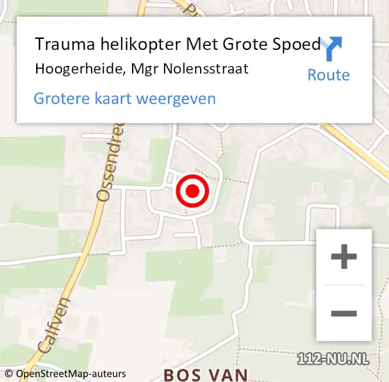 Locatie op kaart van de 112 melding: Trauma helikopter Met Grote Spoed Naar Hoogerheide, Mgr Nolensstraat op 6 december 2023 19:50